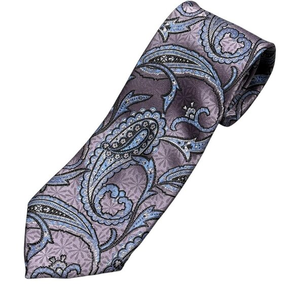 Pavone Other - Pavone Paisley Tie 100% Silk Made in Italy Textured Puple/Blue 3.5"